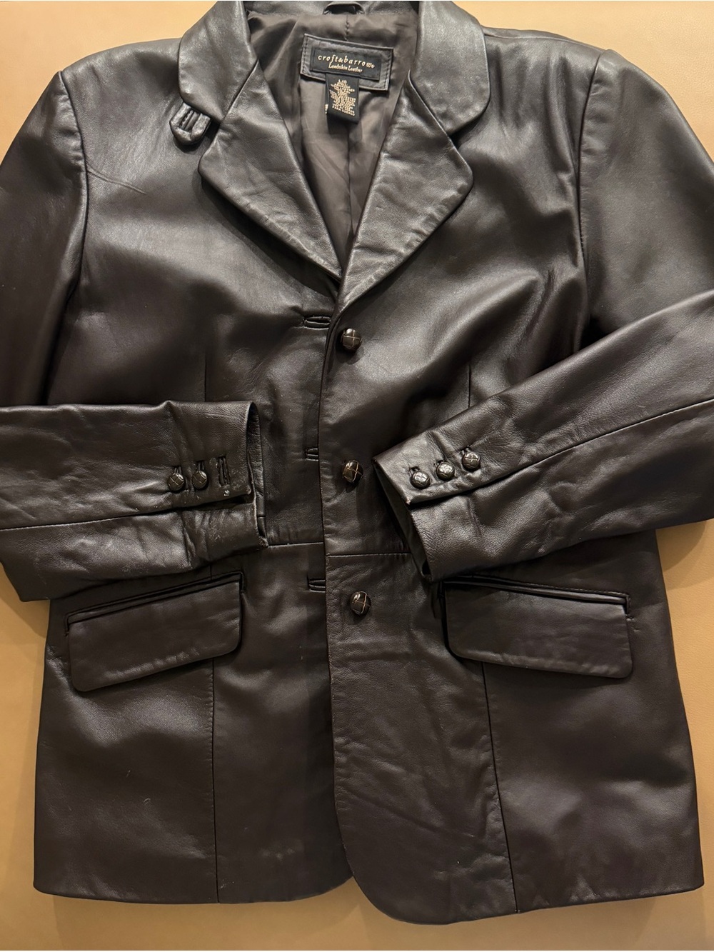 croft & barrow Black Leather Women's Blazer Coat